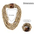 thumbnail image 5 of Handmade Seed Bead Necklace & Bracelet Set - Beige Boho Jewelry - Layered Multi Strand Beaded Statement Necklaces & Bracelets Wooden Clasp - Necklace  18" Bracelet 6.5"- 7.5" Christmas Gifts, 5 of 8