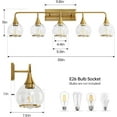 thumbnail image 2 of 5-Lights Bathroom Light Fixtures Gold Bathroom Vanity Light Over Mirror with Clear Glass Shade Wall Sconce Lighting, 2 of 7