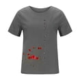 thumbnail image 4 of Mujeres manga corta casual cuello redondo impreso botón suelto túnica camisa blusa tops Pompotops  hkajfhjk470089, 4 of 5