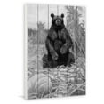 thumbnail image 2 of Marmont Hill "Bear in Hay BW" Painting Print on White Wood, 2 of 5
