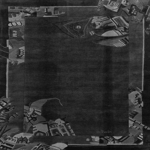Ahgly Company Indoor Square Abstract Gray Modern Area Rugs, 7' Square