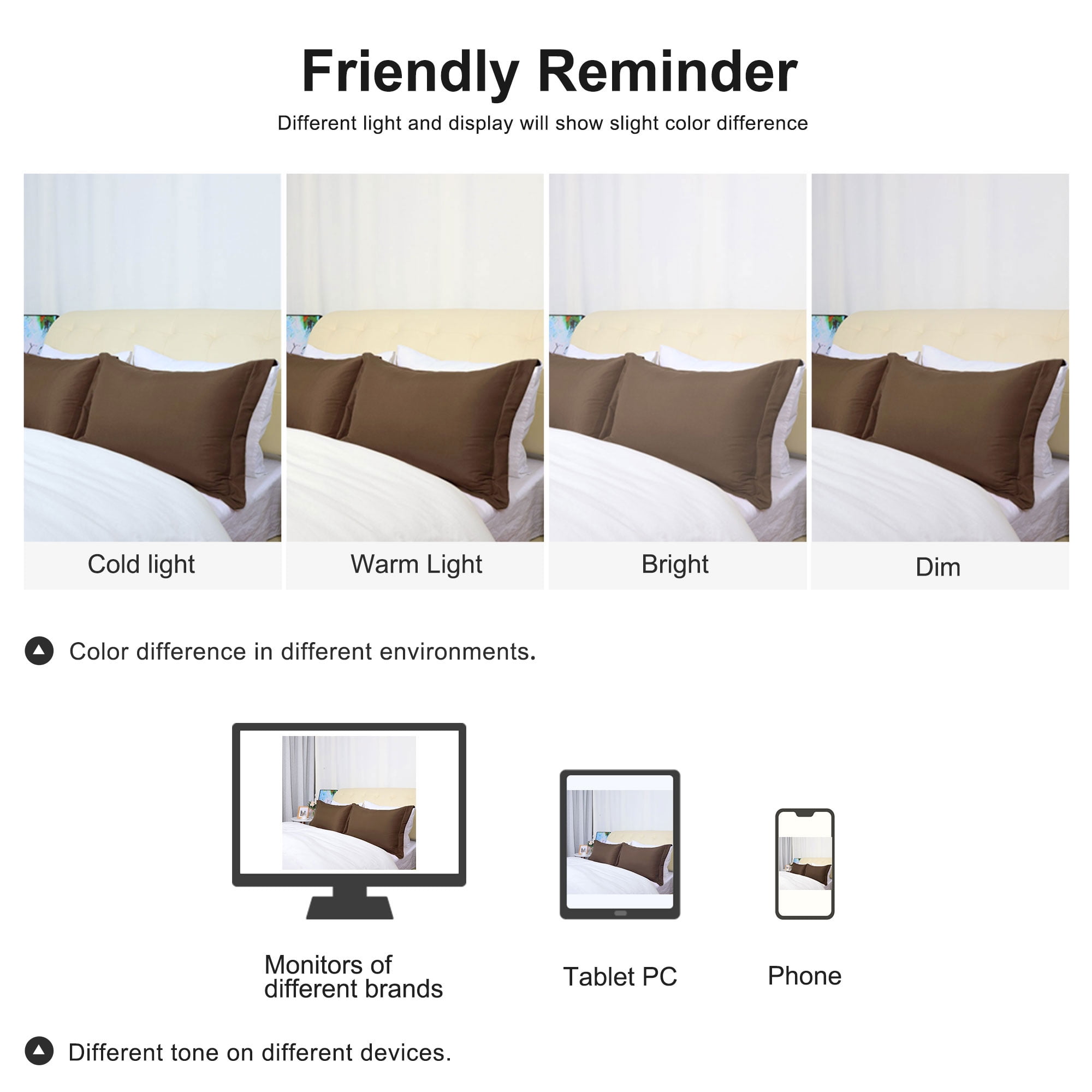 Unique Bargains Pillowcases Soft Microfiber Pillow Shams Set of 2 Queen Brown