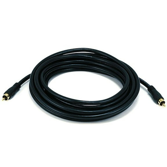 Monoprice Digital Coaxial Cable - 15 Feet - Black | Audio/Video RCA Cable Male to Male RG59U 75ohm (for S/PDIF, Digital Coax, Subwoofer & Composite Video)