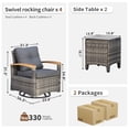 thumbnail image 2 of MEISSALIVVE 6 Pieces Patio Furniture Sets, Wicker Patio Conversation Sets with 4 Wood Armrests Swivel Glide Chairs，Outdoor Conversation Set for Deck Yard and Poolside (Gray), 2 of 8