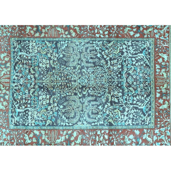 Ahgly Company Indoor Rectangle Persian Light Blue Traditional Area Rugs, 7' x 10'