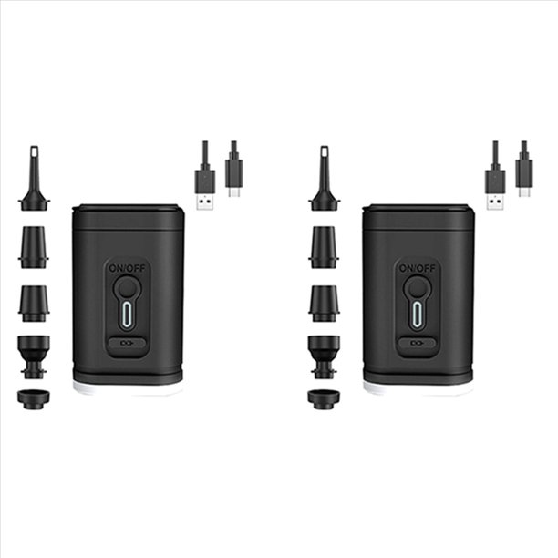 2X Bomba de Aire Eléctrica con Luces Compresor de Aire Inalámbrico Infladoras/Desinfladoras con Carga USB para Acampar Al Aire Libre -A