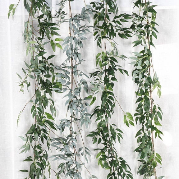 Artificial Hanging Leaves Vines, 65" Fake Willow Leaves Twigs Silk Plant Leaves Garland String in Green for indoor/outdoor Wedding Decor Party Supplies Greenery Crowns Wreath