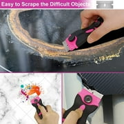 THINKWORK Razor Blade Scraper - Pink Razor Scraper Gift for Women, 2-in-1 Scraper Tool Set with 20Pcs Razor Blades for Removing Window Labels, Decals, Stickers, Glass Stove Top (2 Pack)