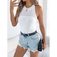 thumbnail image 6 of Deago Women's Summer Knit Halter Tank Tops Crochet Hollow Out Sleeveless Casual Racerback Cami Sweater Vest (White, XL), 6 of 9