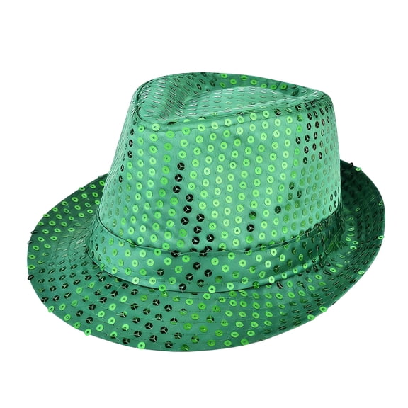Evdexr 2026 Sequin Fedora Hat For Women Men Glitter Disco Retro Hats Shining Dance Western Hat Green