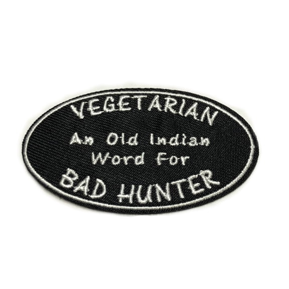 Vegetarian Is Just 3" W x 1.5" T Iron/Sew On Decorative Patch