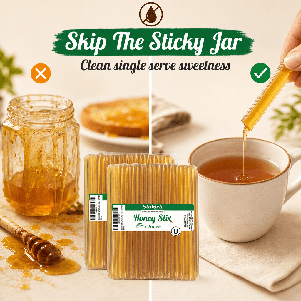 Stakich Clover Grade A Honey Stix- 2 Packs of 100
