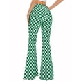 thumbnail image 3 of Bell Bottom Jeans for Women High Waisted Stretch Plaid Flare Jeans Denim Bootcut Pants(Green Checkered,6), 3 of 8