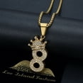 thumbnail image 3 of NEGS 18K Gold Plated Number 8 Crown Pendant Basketball Star Memorial Souvenir 24'' Chain Stainless Steel Necklace for Men Women, 3 of 7