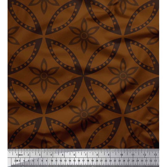 Soimoi Polyester Crepe Fabric Flower Artistic Printed Craft Fabric by The Yard 42 Inch Wide