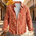 thumbnail image 4 of Men's Boho Floral Print Long Sleeve Shirt 70s Vintage Button Up Shirt Relaxed Fit Holiday Party Wear Shirt, 4 of 5
