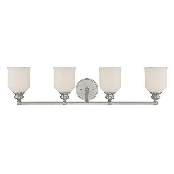 4 Light Bath Bar-Traditional Style with Mid-Century Modern and Vintage Inspirations-7.75 inches Tall By 33.5 inches Wide-Satin Nickel Finish Bailey