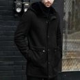 thumbnail image 4 of Yiliang Men's Suede Thick Insulation Jacker Hooded Casual Jacket Coat,Black,3XL, 4 of 6