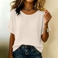 thumbnail image 7 of Staron Women Hollow Out Knitted Round Neck Short Sleeve Casual Boho Beach Vacation Loose Tops Bohemian Crochet Sweater, White S, 7 of 7