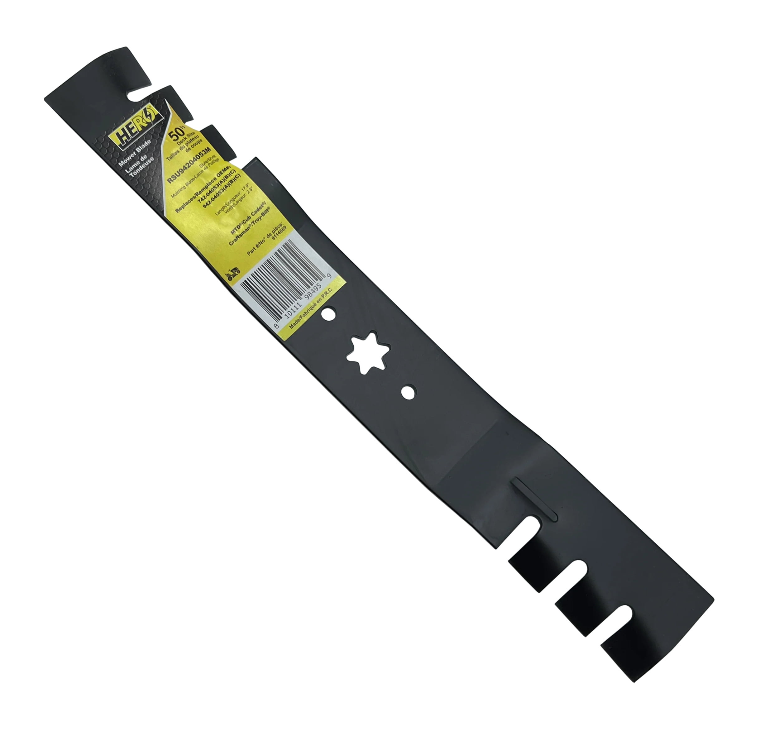 HERO Standard Lift Mower Blade For MTD Cub Cadet Craftsman Troy Bilt With 34 inch 50 inch Deck 6 Point Star Center Hole Replaces 742 05052A