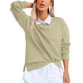 thumbnail image 5 of Annhoo Oversized Sweatshirt for Women Fall Baggy Solid Long Sleeve Crewneck Tops Ladies Side Slit Pullover Shirts, 5 of 9