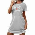thumbnail image 4 of Sakmal Moomoo Nightgowns Women Gray Short Christmas Cute Mumu Dress Letter Print Short Sleeve Nightgowns for Women, 4 of 4