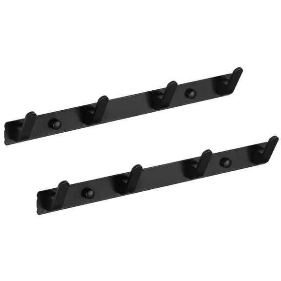 Wall Mount, Hooks, 4 Hooks, Black Horizontal, Metal