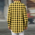 thumbnail image 3 of HAiming Womens Plaid Shirt Long Sleeve Button down Oversize Collar Jacket Business Casual Blouse Tops, 3 of 3