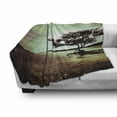thumbnail image 3 of Lonely Tree Soft Flannel Fleece Blanket, Wildlife Theme Picturesque Lakeside Photography Nature Silhouette Arrangement, Cozy Plush for Indoor and Outdoor Use, 50" x 60", Green Black, by Ambesonne, 3 of 6