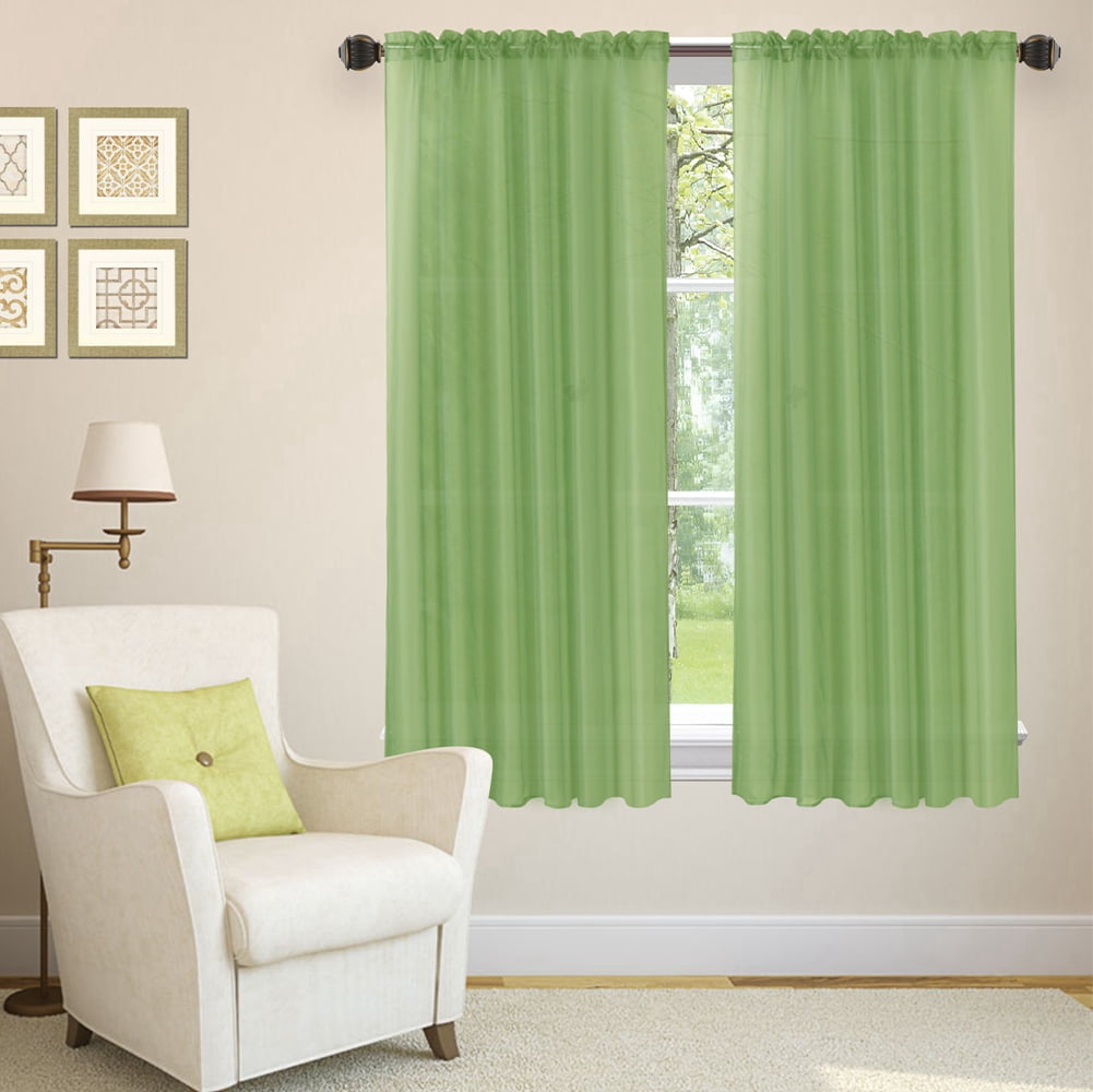 2PC 55" WIDE X 36" LENGTH TOPPER VOILE SHEER WINDOW DRESSING CURTAIN PANEL DRAPE 