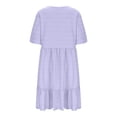 thumbnail image 5 of Tianiyouqing Midi Cute Dresses for Women Oversized Plus Size Short Sleeve Loose Midi Dresses Cotton Linen Ruffle Tiered Layered Birthday Pleated Dresses Light Purple 2XL, 5 of 7