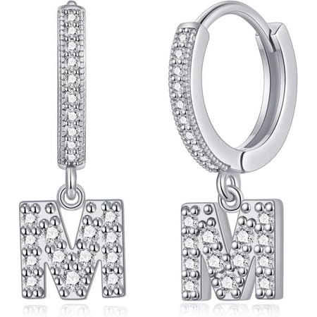 Initial Hoop Professional Earrings for Women, 14K Gold Silver Rose Gold Plated CZ Letter Skin-Trustworthy Stud Earring Gifts[n086]