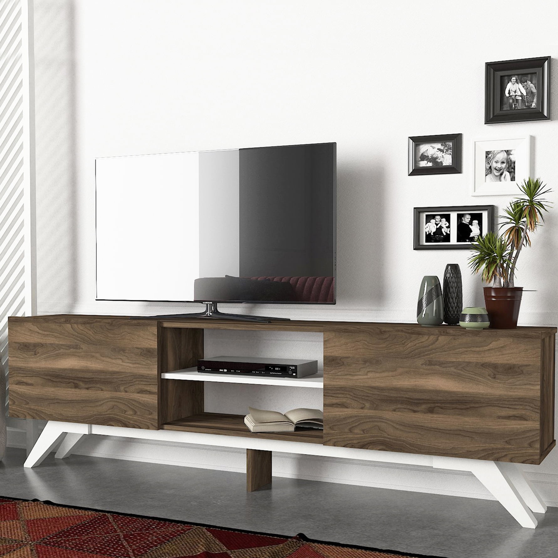 TV Stand Media Furniture, MidCentury TV Console Table with