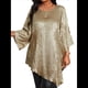 thumbnail image 2 of Blusa Holgada con Cuello Redondo y Mangas de Puntos, Dobladillo Irregular, Talla Grande 2025 para Mujer 5XL, 2 of 8