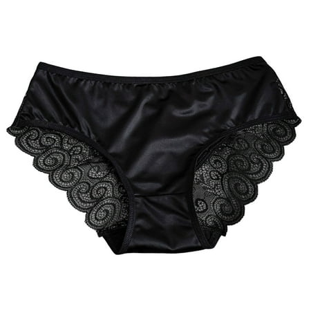 TTUHYWXI Underwear for Women Lace Bikini Panties Low Rise Cotton Hipster Stretch Ladies Cheeky Panty 1 Pack Black XL