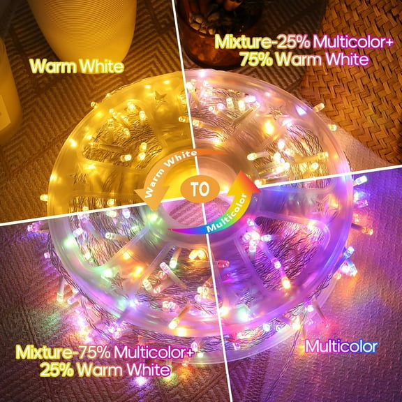 YUYAN-600 LED Christmas Lights Outdoor Waterproof, 246FT Twinkle Lights, Color Changing String Lights with 11 Lighting Modes, Timing, Christmas Decoration-Multicolor to Warm White