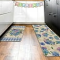 thumbnail image 6 of Spring Summer Floral Flower Kitchen Rugs Set of 2, Blue Hydrangea Mason Jar Eucalyptus Leaves Kitchen Mats Decor, Plaid Check Farmhouse Floor Door Mat Home Decorations -17x30 and 17x47 Inch, 6 of 6