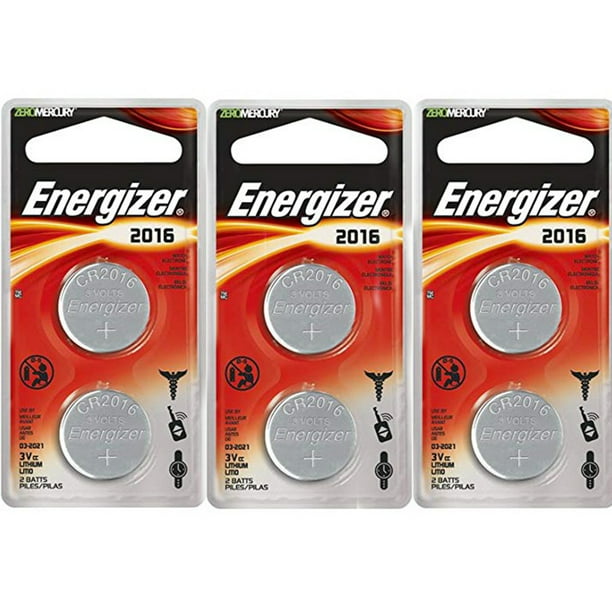 Energizer CR2016 Coin Cell 2Pack, 3 Count = 6 Batteries