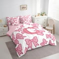 thumbnail image 3 of Castle Fairy Teens Cartoon Bowtie Personalized Initial Alphabet C Bedding Comforter Set 7-Piece,Pink White Bow Knot King Bedding Sets,Kawaii Letter Monogrammed Ultra Soft Bed Sheets, 3 of 8
