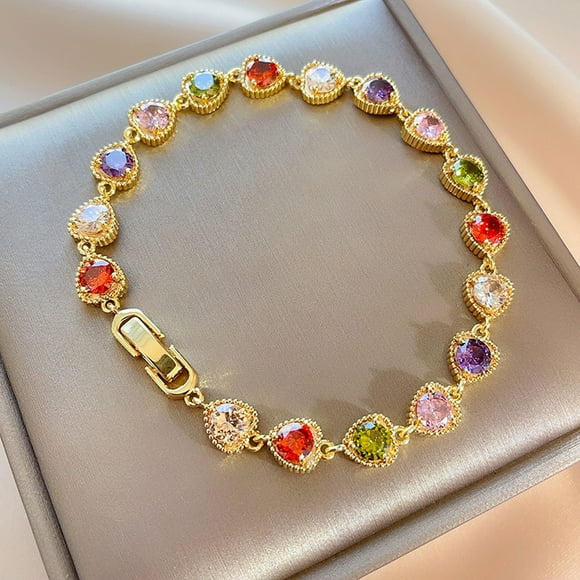 Rvkxad Colorful Inlaid Bracelet, Micro Inlaid Crystal Jewelry for Women, Fashion Bracelet, Women's Ornament Accessory