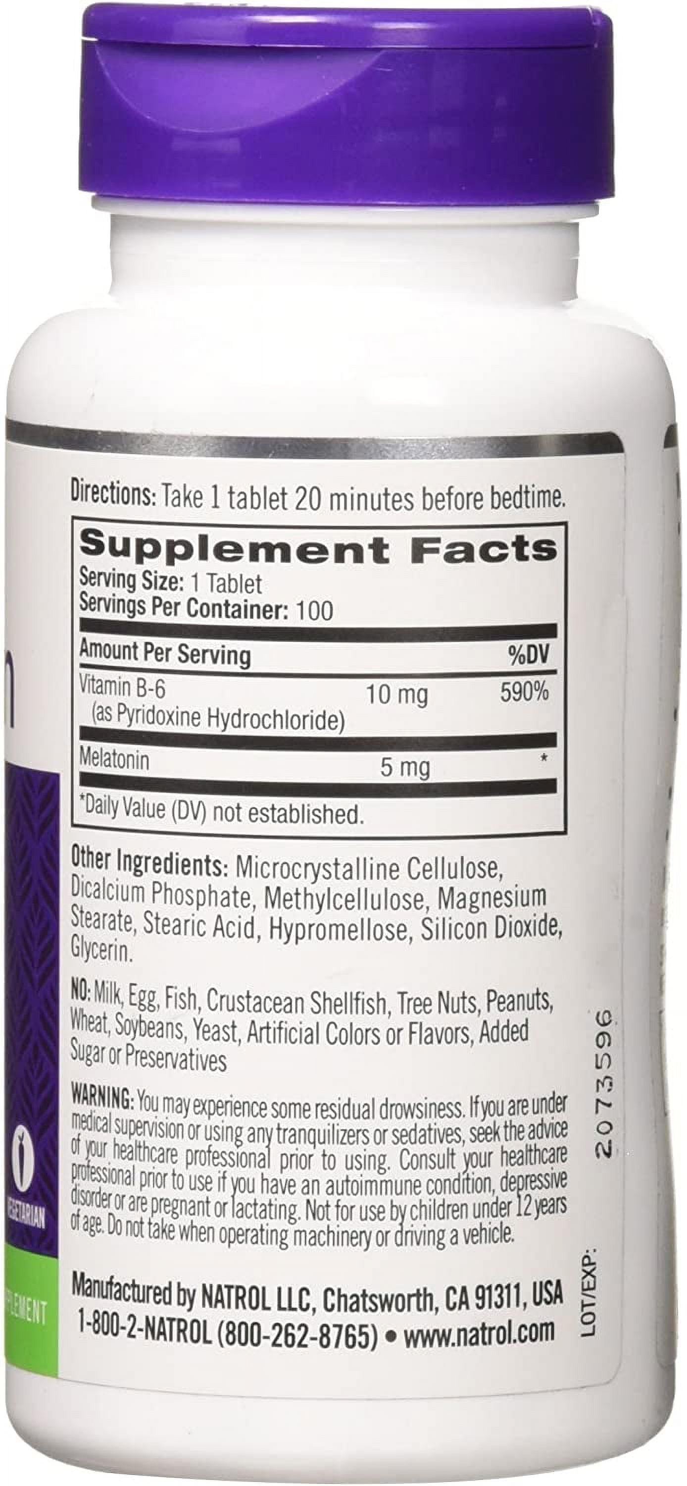 Natrol Melatonin Time Release 5mg Tablets 100 ea (Pack of 6)