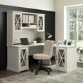 thumbnail image 2 of Bush Lennox Engineered Wood L-Shaped Desk with Hutch in Linen White Oak, 2 of 7