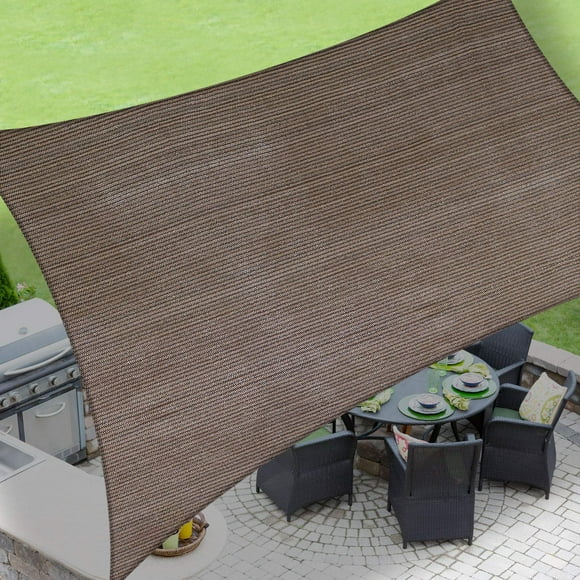 LOVE STORY 10 x 13 Rectangle Brown Sun Shade Sail canopy UV Block Awning for Outdoor Patio garden Backyard (We Make custom Size)A