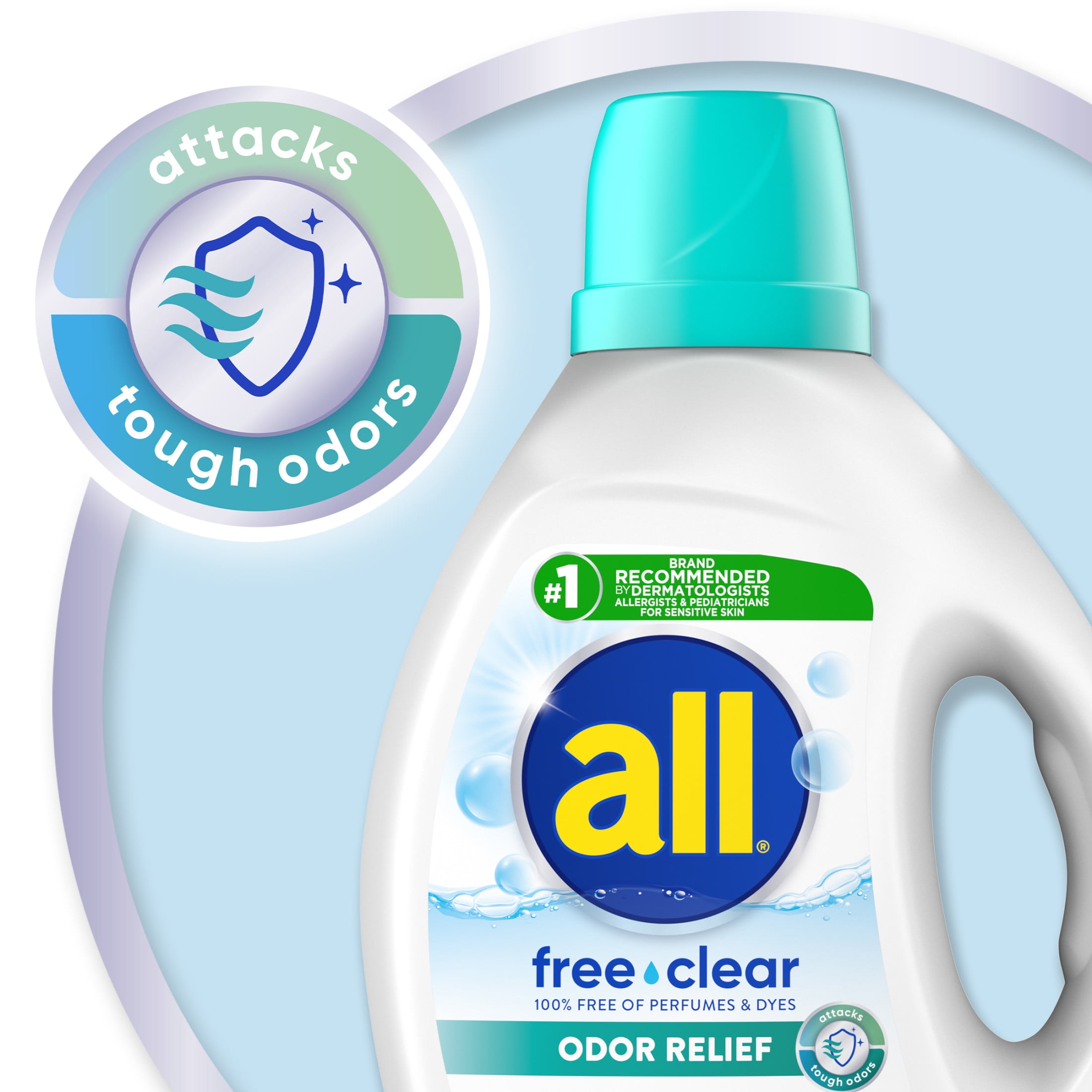 (6 pack) all Free Clear Liquid Laundry Detergent, Odor Relief, 184.5 oz, 103 Loads