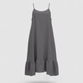 thumbnail image 4 of Smsaxvxz Women's Summer Strap Dresses Fashion Solid Crew Neck Sleeveless Ruffle Pleated Hem Casual Loose Midi Beach Sundress Dark Gray 3XL, 4 of 5