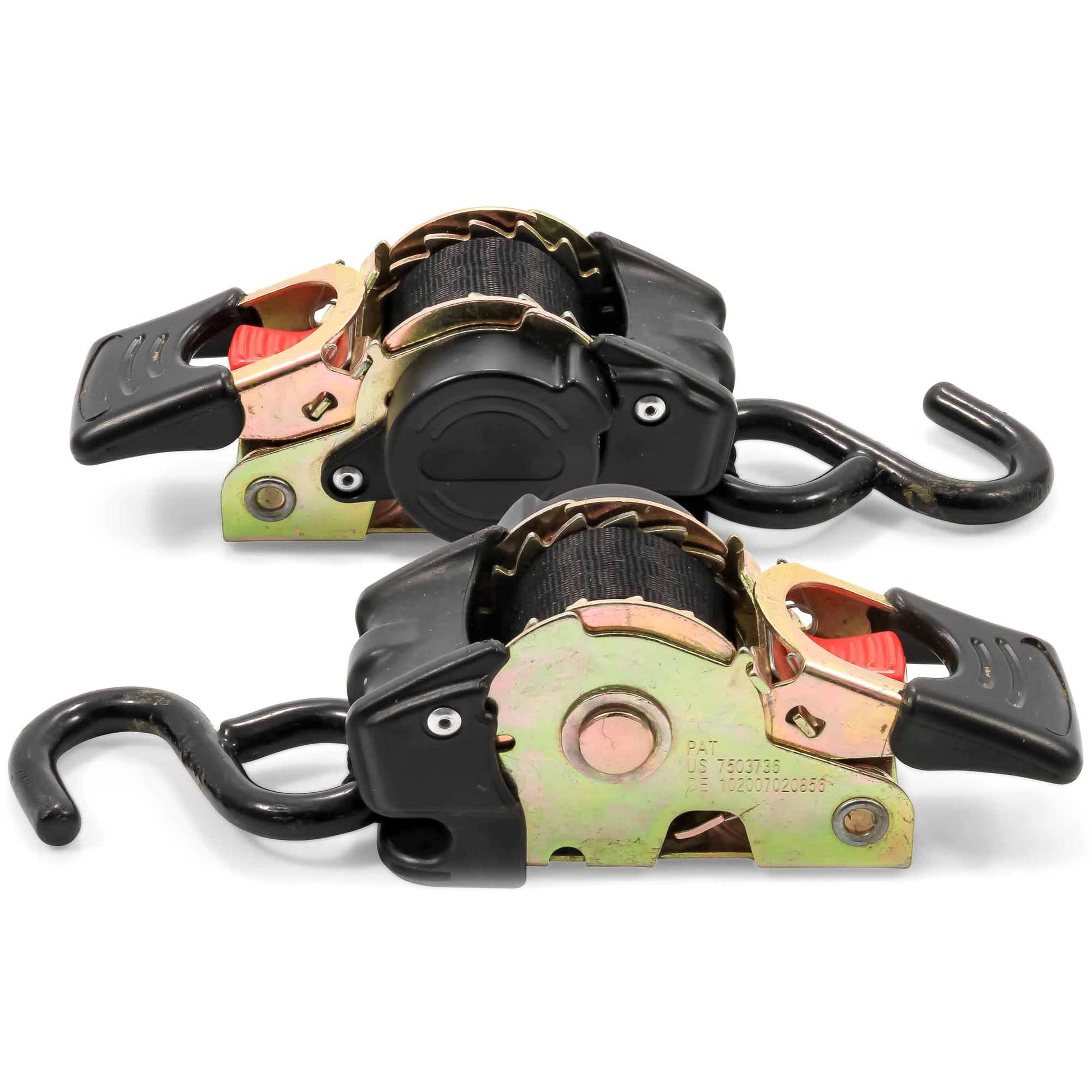 Retractable Transom Tie Down Straps 1 Width 5.5/' Dual Hooks Safely Secure Boat
