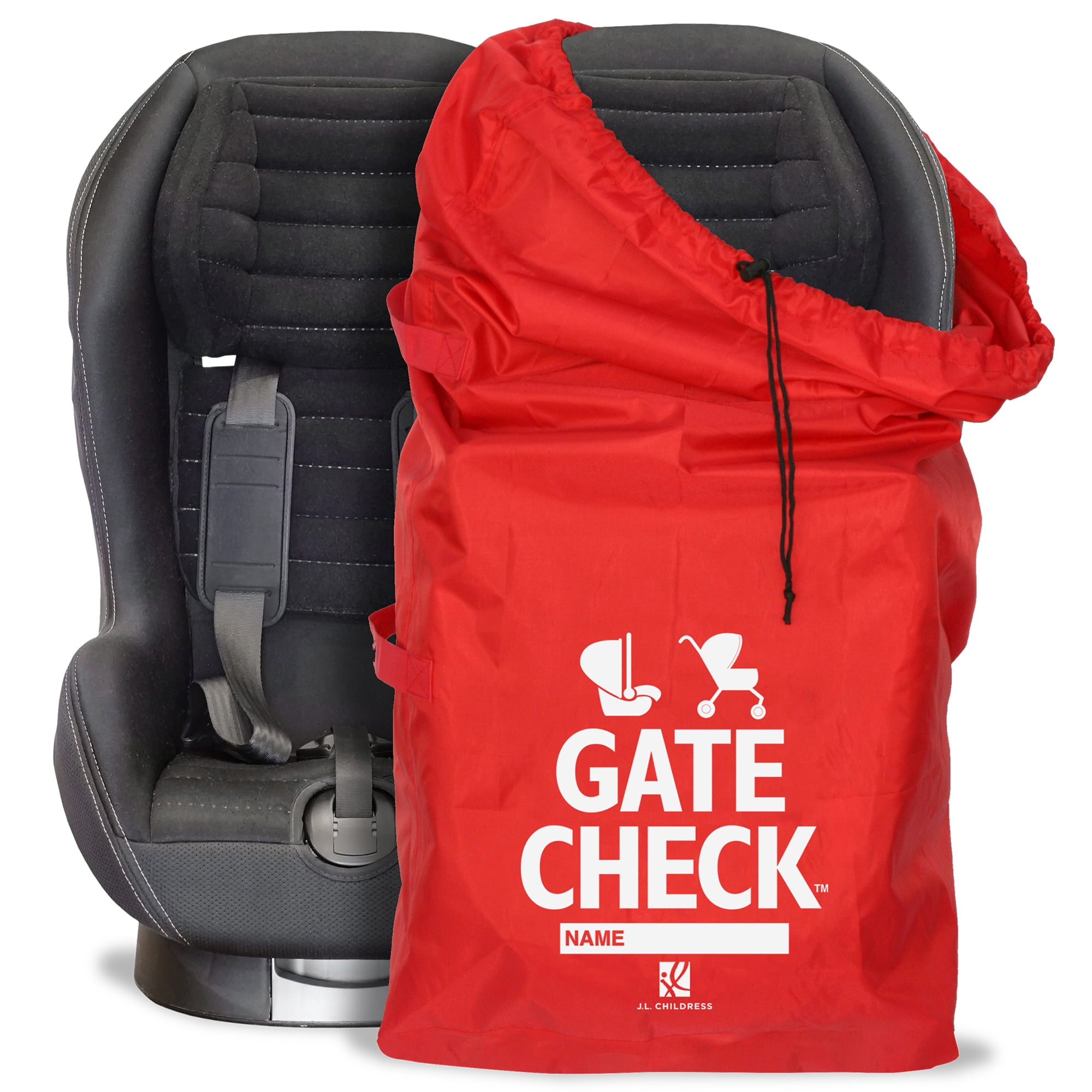 J.L. Childress Univeral Gate Check Travel Bag for Strollers and Car Seats - Extra Large Airplane Travel Bag - Red
