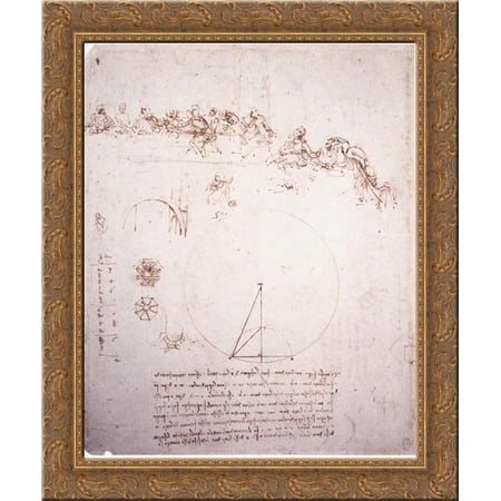 Study for the Last Supper 20x23 Gold Ornate Wood Framed Canvas Art by Da Vinci, Leonardo