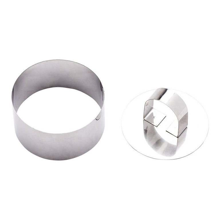 Pastry Tek Stainless Steel Round Pastry Ring Mold with Press 3 x 1.6 inch 1 Count Box