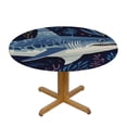 thumbnail image 3 of WYYP  Round Fitted Tablecloth Marine Shark Sea Animal Table Cloth with Elastic Edged Waterproof Wipeable Round Table Cover for Patio Parties Outdoor Decor White, 3 of 7